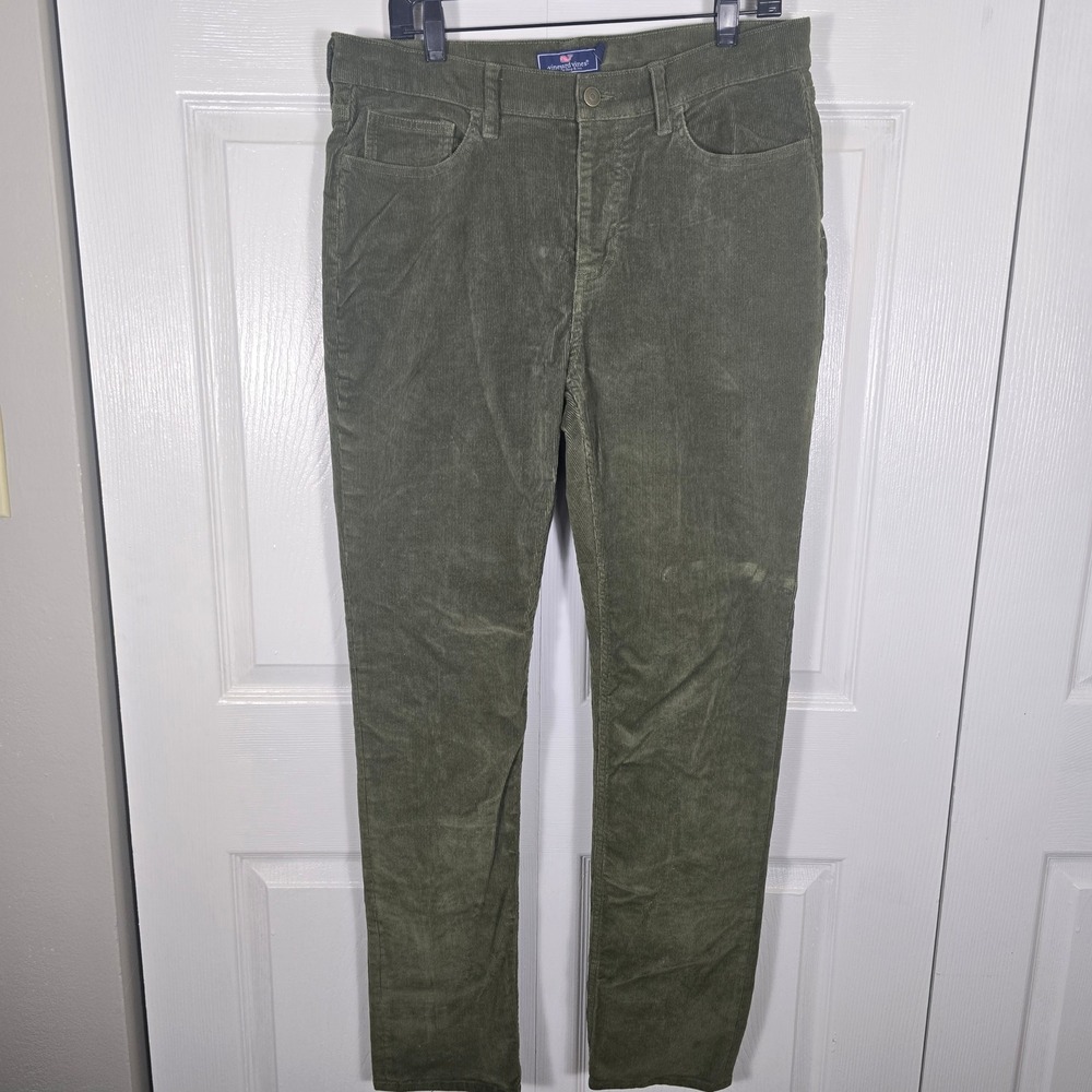 Vineyard Vines Men's 33x32 Olive Green Corduroy 5-Pocket Slim Straight Pants